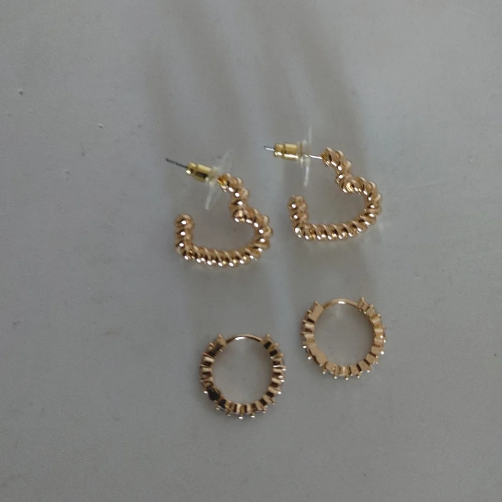 Sugarfix by Baublebar Crystal  and Gold Beaded Heart and Hoop set - 2pc Gold